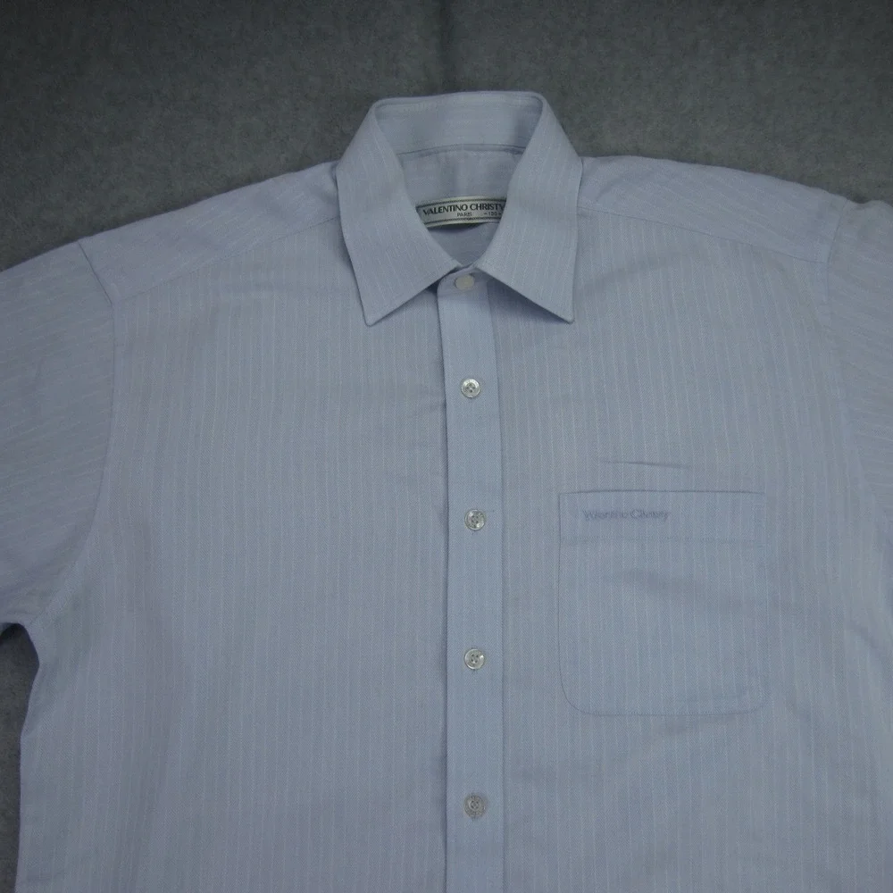 VALENTINO CHRISTY Paris Dress Shirt Mens 100 US Large Blue Button‎ Up LS - Picture 2 of 16